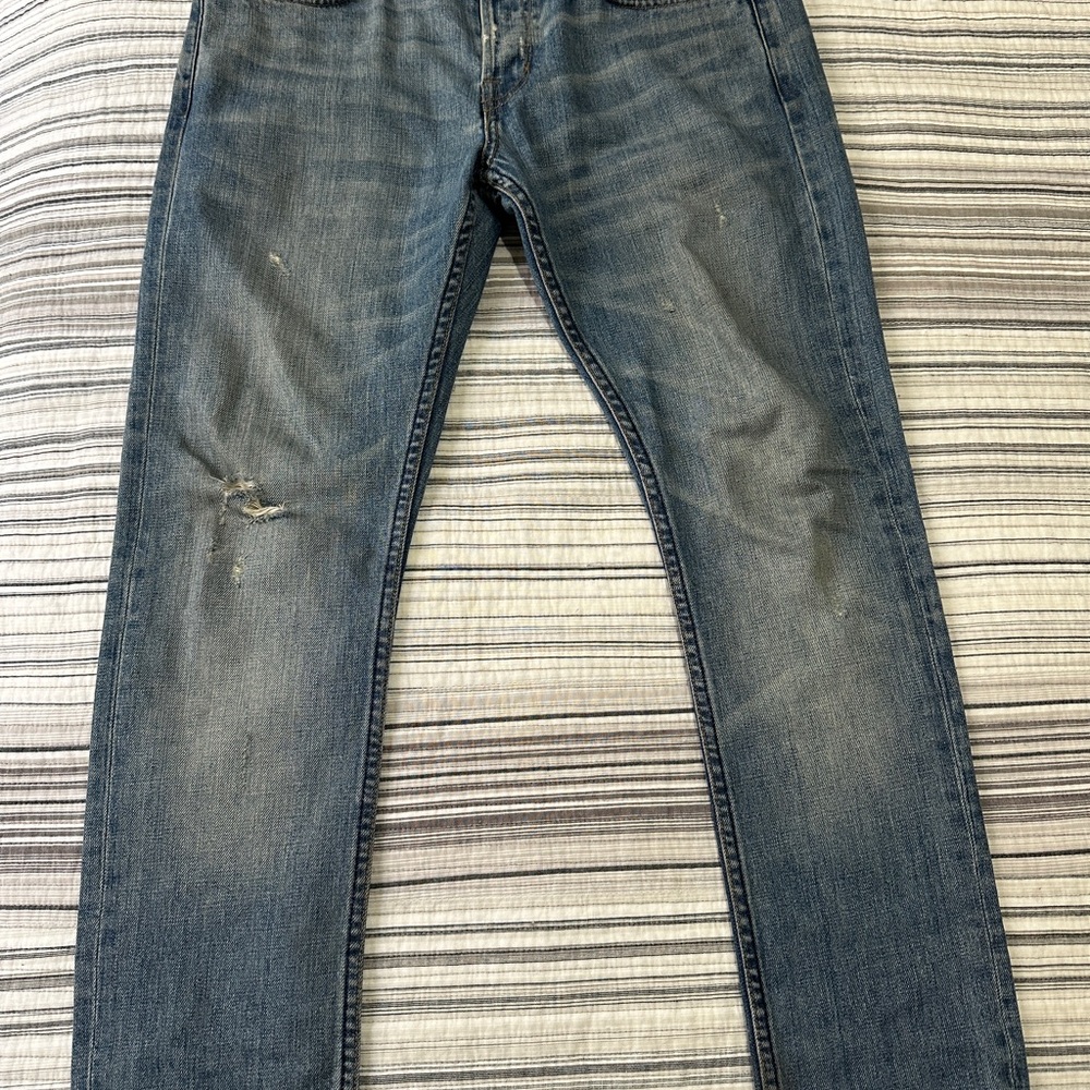 All Saints Distressed Blue Skinny Jeans (W30)